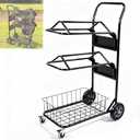 Rolling Saddle Rack Cart with Basket, 220 Lbs, 32.3*16.9*49.8 inch 3 Tier Heavy Duty with Removable Saddle Stands & Storage Basket, Horse Tack Organizer for Storage, Moving, Transport Supplies