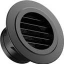 Hon&Guan Soffit Vents 4 Inch, Round Exhaust Air Vent Cover with Built-in Fly Screen for Bathroom Kithchen Office Home, Black