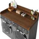 2-Tier Washer and Dryer Countertop with 2.75" H Guard,54" W x 27.5" D Laundry Countertop Cover with Non-Slip Pad,Large Space Laundry Topper for Folding Clothes Over Washer and Dryer-Brown (2 Tiers)