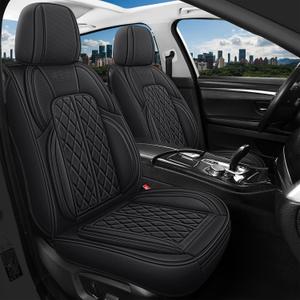 Car Seat Covers Full Set Universal Fit for Cars, SUV, Sedans, Anti-Slip Breathable Faux Leather Automotive Seat Covers (Black, Full Set) (Front and Rear Seats)