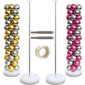 HOSKO Balloon Column Stand Kit for Floor Set of 2, 6.6 FT Adjustable Balloon Tower Pillar for Birthday, Wedding, Baby Shower, Graduation Party Decoration
