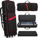 BOSSTIN 61 Key Keyboard Case with Wheels, Internal Size: 41.7"x 14.5"x 5.7", Waterproof Padded Rolling Gig Bag Keyboard Piano Case for 61 Key Piano Keyboard (Red), 42"x 14.5"x 6"