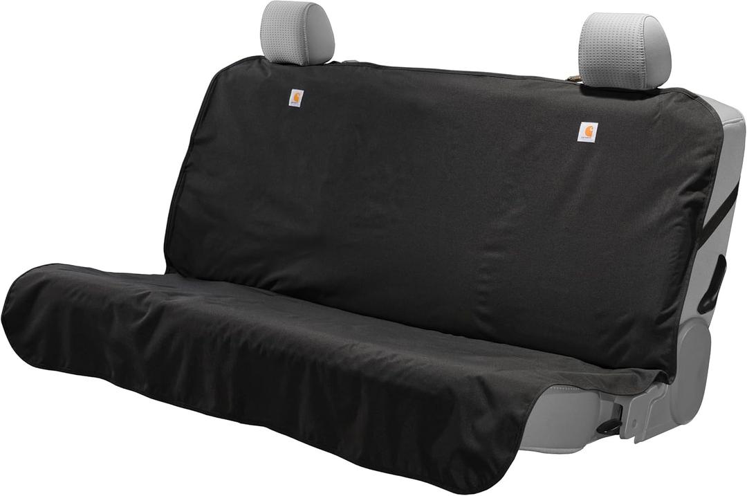Carhartt Quick-Fit Nylon Duck Seat Protector, Durable Pet Seat Cover, Bucket Seat & Bench Seat Throws, Bench Seat Throw (Black)