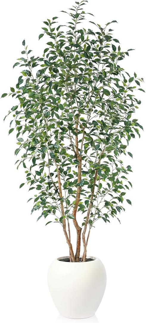 VeriNatural 8FT Artificial Ficus Tree, Indoor Faux Ficus Plant with Realistic Leaves & Natural Wood Trunk, 8ft Tall, Green, All Seasons, Perfect for Living Room Home Decor