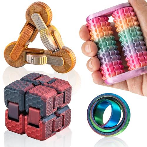 JOYBLI- Handheld Fidget Toy for Adults , 4PC Fidget Toys Set Fidgets for Classroom, Finger Spinners,Infinity Cube, Fidget Cube, Stress Relief Desk Cool Gadget for Kids Teen Pack Of 3
