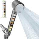 Filtered Shower Head with Handheld, High Pressure Water Flow and Multiple Spray Modes Shower Head with Filter, Power Wash for Hard Water, Showerhead with ON/OFF Switch for Pets Bath (Stone Gray)