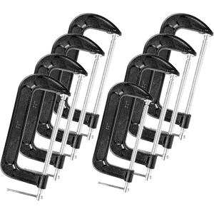 MYFAMIREA 8 Pcs C Clamp 8 Inch Heavy Duty Steel C Clamp Set Cast Iron Frame Sliding T-Handle More Stability Massive Clamps for Woodworking, Welding, Building, Automotive Applications (Black)