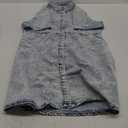 KOMOO Women Summer Denim Dress High Waist Short Sleeve Button Down Denim Shirt Dresses Casual One-Piece Jean Babydoll Dress M