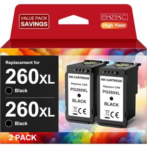 PG-260 XL Value Pack Ink Cartridges Replacement for Canon 260XL PG 260 XL Black Ink Cartridge High Yield Work with TS5320 TR7020 TS6420 TS5300 TS6400 TS6420a TR7022 TR7020a (2 Black)