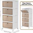 YFXCVSL 4 Tier Plastic Storage Bins with Lid 28QT - Stackable Storage Containers with Wheels, Folding Storage Boxes, Collapsible Storage Bins, Closet Organizers and Storage