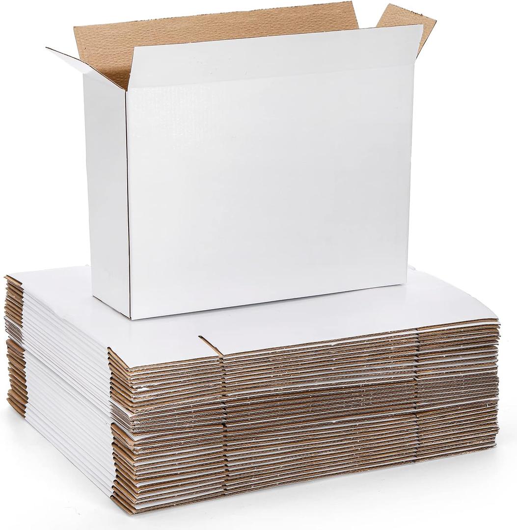Peohud 30 Pack Shipping Boxes, 12 x 9 x 4 Inches White Cardboard Corrugated Boxes, Mailing Boxes for Small Business Packing Moving and Storage