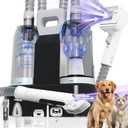 FOTING Dog Grooming Vacuum, Dog Grooming Vacuum&Dryer Kit, 2.1L Double Dust Cup 10000pa Dogs Vacuums for Shedding Grooming, 6 in 1 Grooming Tools Home Cleaning, Low Noise Pet Grooming Vacuum for Dogs (Black)