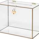Red Co. 10.5 x 8.5 Clear Acrylic Wedding Card Box with Golden Frame and Heart Shaped Lock
