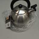 Primula Stewart Whistling Stovetop Tea Kettle Food Grade Stainless Steel, Hot Water Fast to Boil, Cool Touch Folding, 1.5-Quart, Brushed with Black Handle