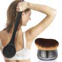 Extra Large Body Makeup Brush For Self Tanner, Sunscreen, Self Tan Back Applicator, Wide-Headed Kabuki Brush for Even& Pretty Lotion Application. Bronzer Blend, Long-Handle Face Leg Brush- Black Set