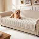 Smiry Couch Cover for Dogs, Non Slip Fuzzy Pet Sofa Covers Washable for 3 Cushion Couch, Soft Thick Furniture Protector for Cats Dogs, Against Fur, Dirt, Scratch Resistant (Beige, 35.4"x88")