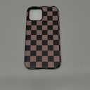 Jusy Compatible with MagSafe Checkerboard Phone Case for iPhone 12 Pro Max, Cute Aesthetic Checkered Magnetic Soft TPU & Hard PC Protective Phone Cover for Women GirlsMatte - Coffee