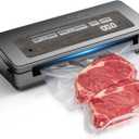 Anybear Vacuum Sealer Machine, 90kPa 120W Wide Seal All-IN-1 Powerful Food Storage, Build-in Cutter | Bags Storage | Digital Countdown Display | 2 Bag Rolls and 5pcs Pre-cut Bags (Gray)