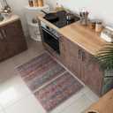 Keen Home Design 2x3 Rug - Machine Washable Entry Rug with Non-Slip Backing, Ideal for Enteryway, Kitchen, Bathroom, Laundry Room - Vintage, Easy Clean, Durable, Low Pile Rug - (2' x 3') (Grey/Multi)