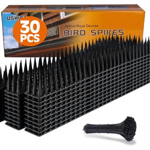 Bird Spikes 30 Packs Outdoor Cat and Bird Deterrent Spikes, Defender Spikes - Keep Pigeon, Cat & More Birds Away from Fences and Roof, Anti Theft Climb Strips (2023 Upgraded | 42.3 feet)