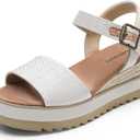 DREAM PAIRS Women's Open Toe Buckle Ankle Strap Espadrille Platform Wedge Sandals (7.5)