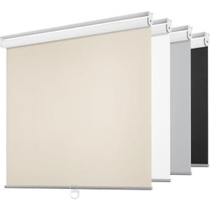 ChrisDowa Cordless Free-Stop 100% Blackout Blinds for Windows, Roller Windows Shades with Thermal Insulated, UV Protection Fabric for Living Room, Office and Home.Beige,35" W X 72" H