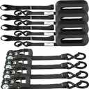 Ratchet Straps, 1'' x 15 FT - 2317 lb Break Strength Tie Down Straps Heavy Duty, 4 Pack Black Cargo Straps Ratcheting with Safety S Hook for Moving Appliances, Motorcycle, Trucks, Kayaks