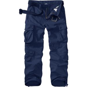 Men's BDU Casual Military Pants, Tactical Wild Army Combat ACU Rip Stop Camo Cargo Work Pants Trousers with 8 Pockets (42, Navy Blue)