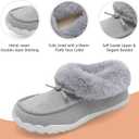 BARERUN Womens Moccasin Snow Boots Warm Winter Boots Ankle Boots for Women Outdoor Fur Lined Womens Shoes Slippers (8, Grey)