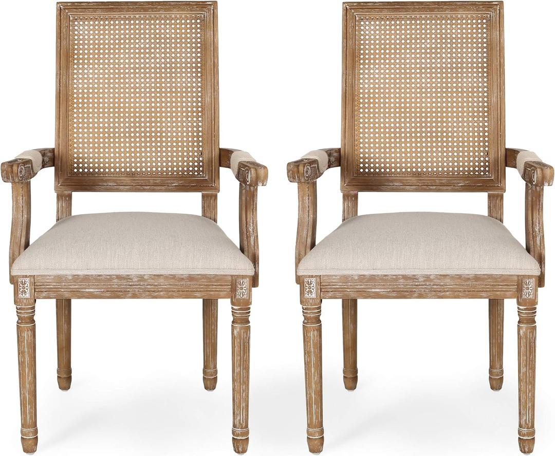Christopher Knight Home Maria DINING CHAIR SETS, Wood, Beige + Natural, Set of 2