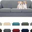MAXIJIN 4 Piece Couch Covers for 3 Cushion Couch Super Stretch Non Slip Couch Cover for Dogs Pet Friendly Elastic Jacquard Furniture Protector Sofa Slipcovers (Sofa, Light Gray) (Large (3 Cushion))