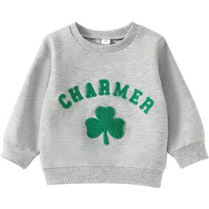 FIOMVA Toddler Baby Girl Boy Easter Outfits 0 3 6 9 12 18 24Months 2t-3t  Bunny Sweatshirt Sweater Top Shirt Clothes (St. Patrick's Day Charm Green)