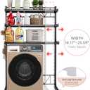 Carbon Steel Over Washer and Dryer Shelf, 2 Tier Bulkhead Laundry Room Storage and Organization Riser, Above Toilet Rack, (14.17“-25.59”) W*15.75 “D*63.39 ”H, Gray, Two layers