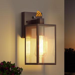 WIHTU Oil Rubbed Bronze Dusk to Dawn Porch Lights Fixtures - Outdoor Exterior Sensor Wall Sconce Lamp, Waterproof Wall Lantern, Anti Rust Coach Lights for Doorway, Garage