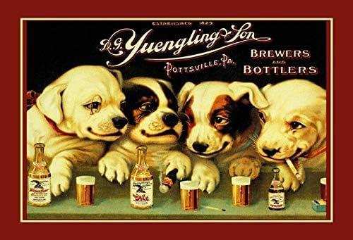 Yuengling & Son Ale and Beer Dogs Vintage Look Custom Metal Signs 8 x 12 - Bar Cafe Yard Signs House Signs