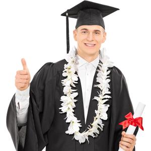 White Orchid Lei Hawaiian Luau Lei Graduation Lei Artificial Orchid Flower Garland Necklace Luau Apparel Accessories for Wedding Graduation Hawaiian Party, 3.28ft