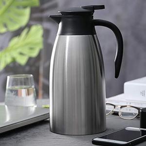 71 Oz Thermal Coffee Carafe Insulated Jug Stainless Steel Double Walled Vacuum Flask For Keeping Hot Coffee Water, Tea, Hot Beverage Keep 12 Hours Hot, 24 Hours Cold (Silver)