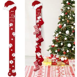 67 Inch Freestanding Christmas Stocking Holder with 6 Hooks Vertical Collapsible Holder Stand The Stocking were Hung Wood Sign for No Fireplace Small Homes Xmas Decoration
