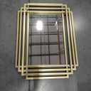 Gold Rectangle Mirror, 24"x18" Modern Vanity Wall Mirror with Metal Mirror, Geometric Art Deco Mirrors for Living Room Bathroom Bedroom Entryway Hallway, Hangs Vertically or Horizontally