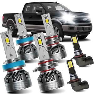 AWALITED Fits for 2015-2023 Ford F150 High Low Beam Fog Lights Bulbs Combo Pack, 6000K White Plug-and-Play Super Bright Lights Bulbs, Pack of 6