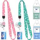 2 Pack Cruise Lanyard for Ship Cards with Phone Lanyard Retractable Cruise Lanyards Badge Reel Waterproof ID Badge Holder Luggage Tags Cruise Essentials Accessories (Pink)