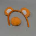 Bear Ears Headband and Tail Set for Adult, Bear Costume Animal Ears Costume with Red Heart Patch Accessory Set (Orange)