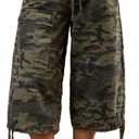 Mxiqqpltky Y2K Cargo Jean Shorts Women Summer Camouflage Print Drawstring Low Rise Baggy Denim Shorts Casual Jorts Streetwear (L)