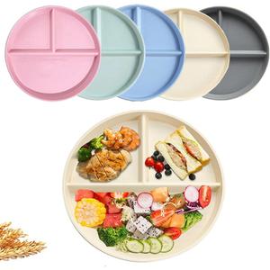 Unbreakable Divided Dinner Plate Set of 5, Wheat Straw Plates BPA Free 9 Inch, Portion Control Plate Healthy Eating & Bariatric Diet Divided Plates, Dinner Diet Plates for Kids