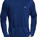 Mens Dry-Fit UPF 50+ Sun Shirt Hooded, Fishing Shirts for Men Long Sleeve, SPF Shirts for Men, Men's Rash Guard (Blue, S)