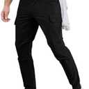 Comdecevis Men's Cargo Jogger Pants Stretch Sweatpants Slim Fit Tactical Pants with Zipper Pockets Casual Trousers, L