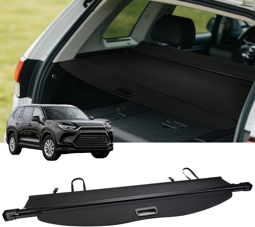 FARBIN Trunk Cargo Cover for Toyota Highlander 2022 2023 2024 2025, Retractable Trunk Cover Waterproof Shield Shade Privacy Security Screen (for 2022-2025 Toyota Highlander Canvas)