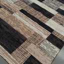 FlyDOIT Modern Geometric Patchwork Area Rug, 8x10 Chocolate Large Rugs for Living Room, Rockwood Collection Indoor Rugs for Bedroom, Throw Carpet Floor Decor for Entryway Dining Room Office Nursery