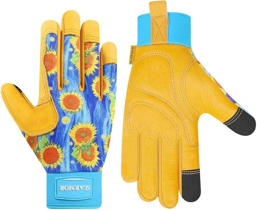 Leather-Gardening-Gloves for Women,Thorn-Proof Work-Gloves for Weeding,Digging,Planting,Pruning Yard garden Gloves
