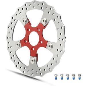 MoKitDora 11.8" Front Brake Disc Rotors for Harley 2006-2017 Dyna 2015up Softail 2014-up Sportster Anodized Natural Finish, Red